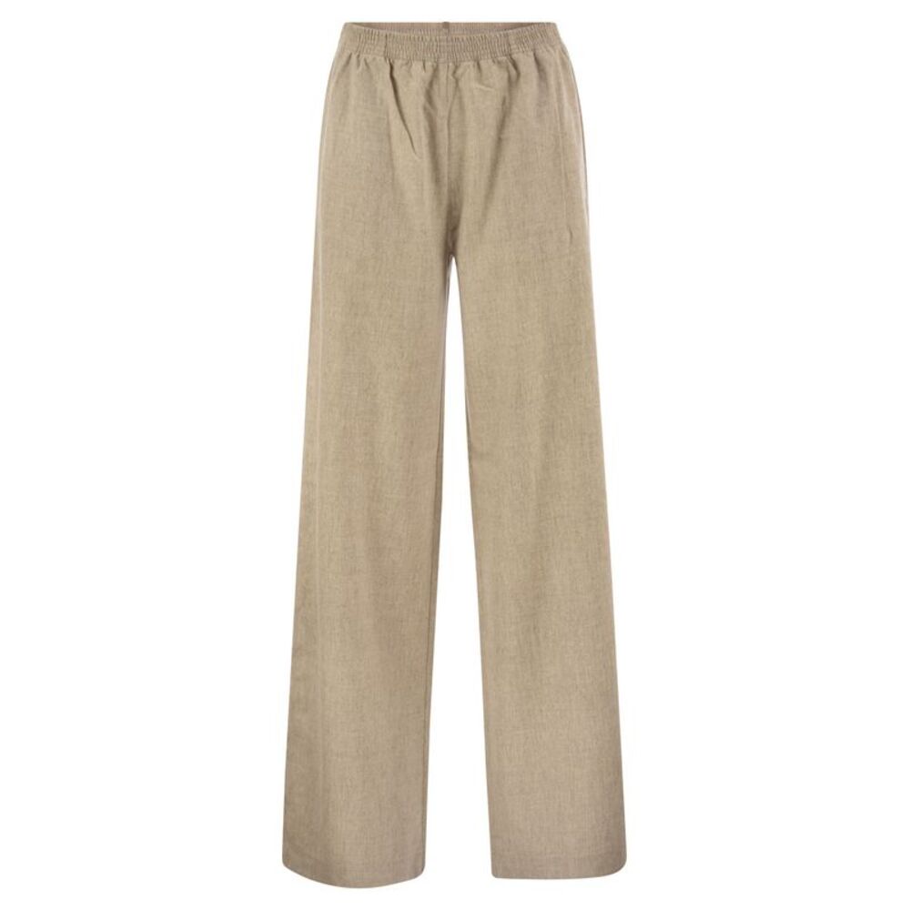Fabiana Filippi Women Virgin Wool Flannel Trousers With Elasticated Waistband